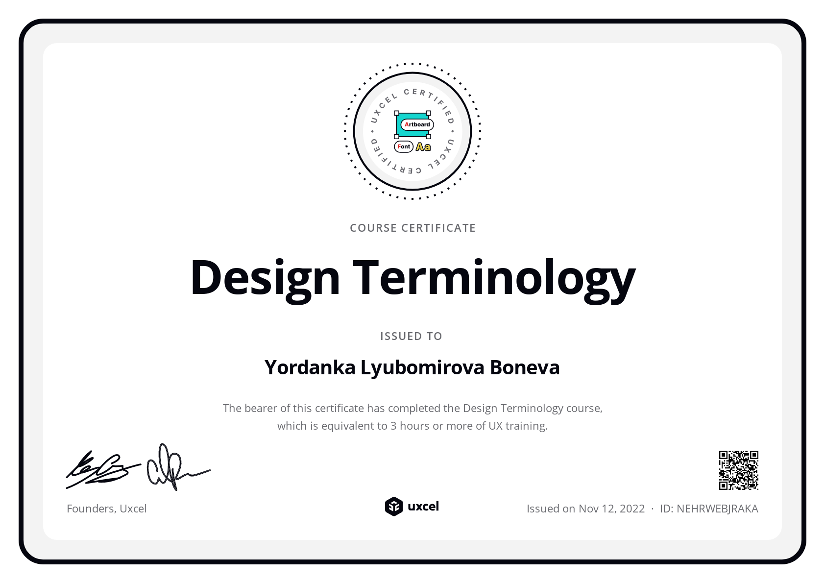 Yordanka Lyubomirova Boneva's certificate